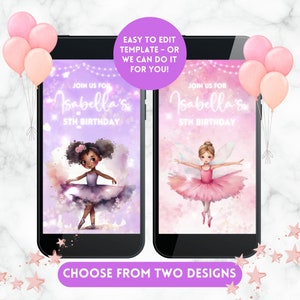 Ballerina Birthday Invitation Video, Ballerina Theme, Digital Invitation, Birthday Party, Personalised Invitation, Girls Birthday Party