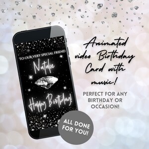 Diamond Birthday Card Video, Digital Birthday Card, Phone Birthday Card, Video Birthday Card, Birthday E-Card, Personalised Birthday Card