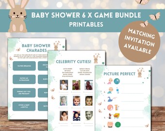 Neutral Baby Shower Games Bundle | Baby Shower Games | Baby Shower Party Games | Digital Download Baby Shower Games | Baby Boy Baby Shower