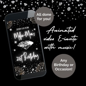 Diamond Birthday Invitation Video, 21st Birthday, 40th Birthday, Engagement Invitation, Digital Invitation, Phone Invitation, Personalised