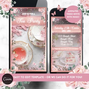 Tea Party Video Invitation | Tea Party Digital Invitation | Personalised Tea Party Invitation | Tea Party Evite | Video Invitation