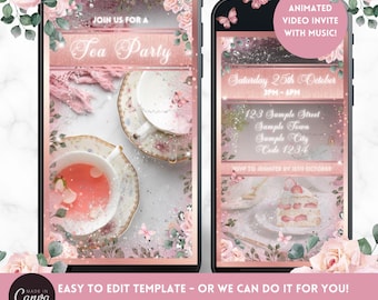Tea Party Video Invitation | Tea Party Digital Invitation | Personalised Tea Party Invitation | Tea Party Evite | Video Invitation