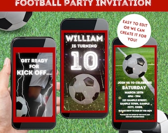 Football Birthday Party Invitation, Football Birthday Invitation, Soccer Party Invitation, Football Video Invitation, Animated Invitation