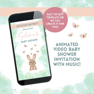 Bunny Neutral Baby Shower Invitation | Babyshower Invite | Baby Shower Video Invitation | Phone Invitation | Personalised Baby Shower Invite