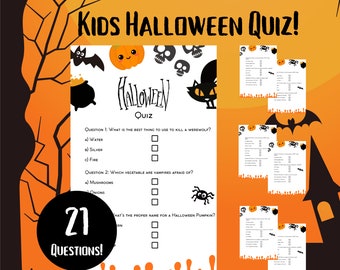 Kids Halloween Quiz | Instant download | Digital download Halloween | Print at home Halloween quiz | Halloween Party Game | School Teachers