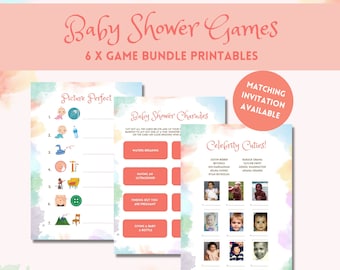 Neutral Rainbow Splash Baby Shower Games Bundle | Babyshower Games | Baby Shower Party Games | Printable Baby Shower Games | Babyshower