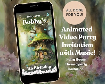 Fairy House Kids Birthday Invitation Video, Woodland Theme, Digital Invitation, Birthday Party, Fairy Tale, Personalised, Phone Evite