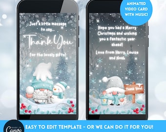 Christmas Thank You Card | Video Thank You Card | Mobile Thank You Messag | ECard | Personalised Thank You Card | Editable Thank You Card