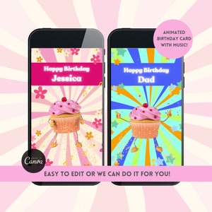 Dancing Cupcake Birthday Card Video, Funny Birthday Card, Digital Birthday Card, Birthday Card for Friend, Birthday Card for Dad, E-Card