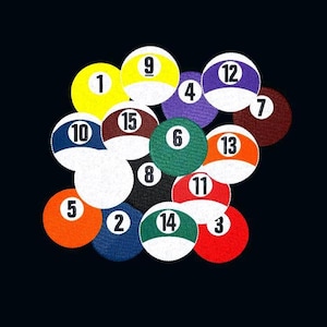 Bolas de billar, billar, archivo de bordado de snooker para máquinas de bordar, diseño de bordado en cm