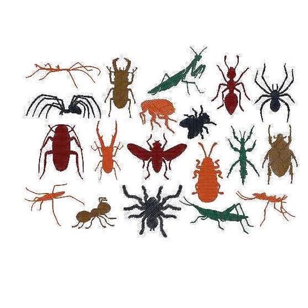 Mega Set Insecten Borduurpatronen voor Borduurmachines: Veel Motieven & Formaten - Spin, Bidsprinkhaan, Vlieg, Kever, Teek, Mier