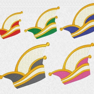 Carnival Mardi Gras Cap Jester Cap Embroidery File for Embroidery Machine Embroidery Design 5 Sizes