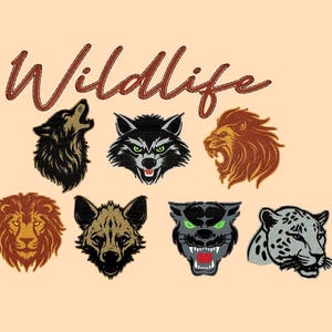 Wildlife Embroidery Designs Pack, Embroidery File Lion Wolf Raccoon 10x10 13x18, Machine Embroidery Files Lion Wolf Panther PES DST JEF xxx vip