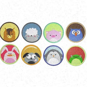 Button animals embroidery file for the embroidery machine Embroidery Design Rabbit Penguin Sheep Horse Frog Owl Pig Dog