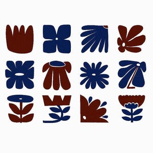 Set von 12 abstrakten Boho Blumen Stickdateien für die Stickmaschine plus Bonusdateien versch. Größen