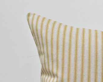 Mustard Yellow Ticking Stripe Cushion Cover