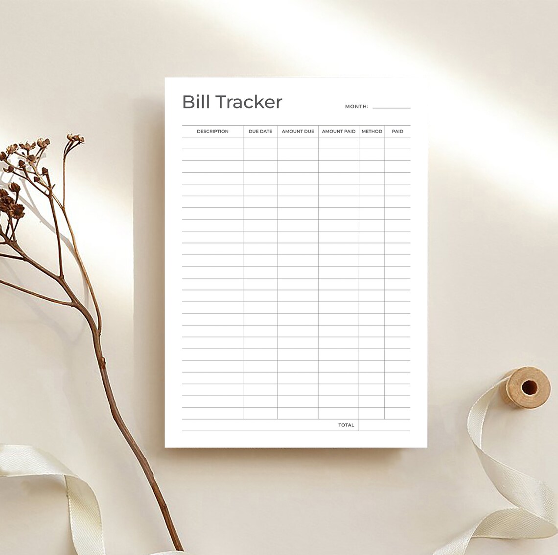 Bill tracker canva ms word bill tracker printable template bill