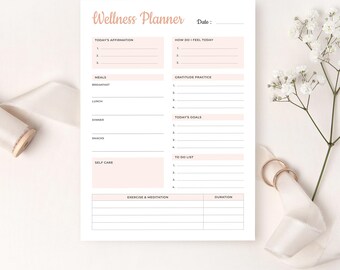 Canva Editable Health and Wellness Planner | Printable Health Planner | Digital Planner | Instant Download | Easily Edit With MS Word