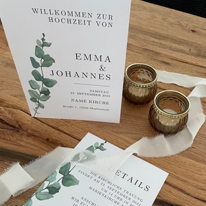 Kirchenblatt für die Hochzeit, Klappkarte in A5 Format | Personalisiertes Kirchenheft, Hochzeitsprogramm