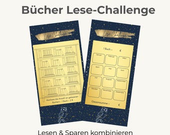 Book reading challenge with savings function – A6 savings challenge cards | Envelope method