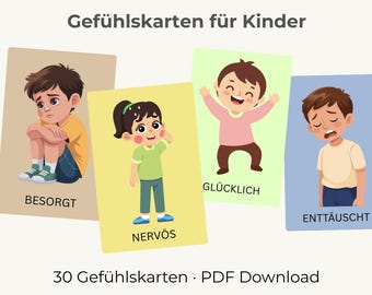 Emotion cards for children – learning about feelings | Learning cards for everyday life & daycare | PDF Download