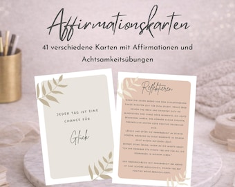Affirmation cards A6 – Mindfulness cards & self-love cards, mindfulness, quote card set, gift for women