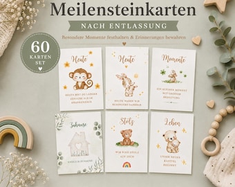 Premature Baby Milestone Cards After Discharge, 60 Pieces, Baby Milestones for Premature Babies | First Year at Home | Baby Shower Gift