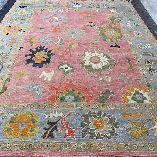 Pink Oushak Rug Etsy