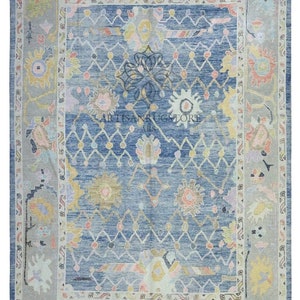 Hand Knotted Oushak Rug: 8x10 Modern Turkish Wool Rug
