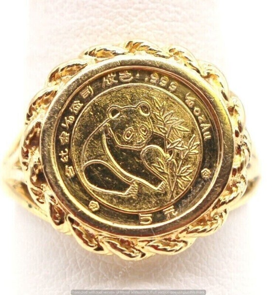 Gold panda bear coin best sale ring