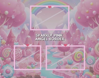 Animated Pink Angel Webcam Overlay – Sparkly Heart Border (GIF)