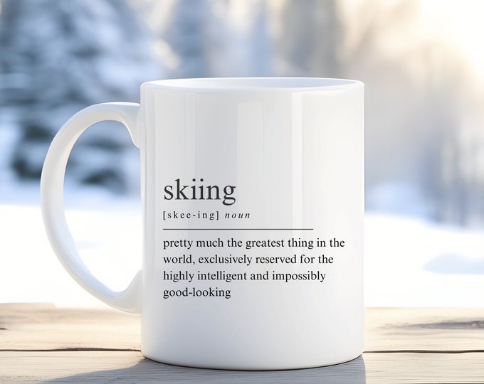 Skiing Definition Mug, Funny Skiing Gift, Skiing Decoration, Snowboarding Gift, Ski Resort, Winter Sport Print, Outdoorsy Gift, Skier Gift,