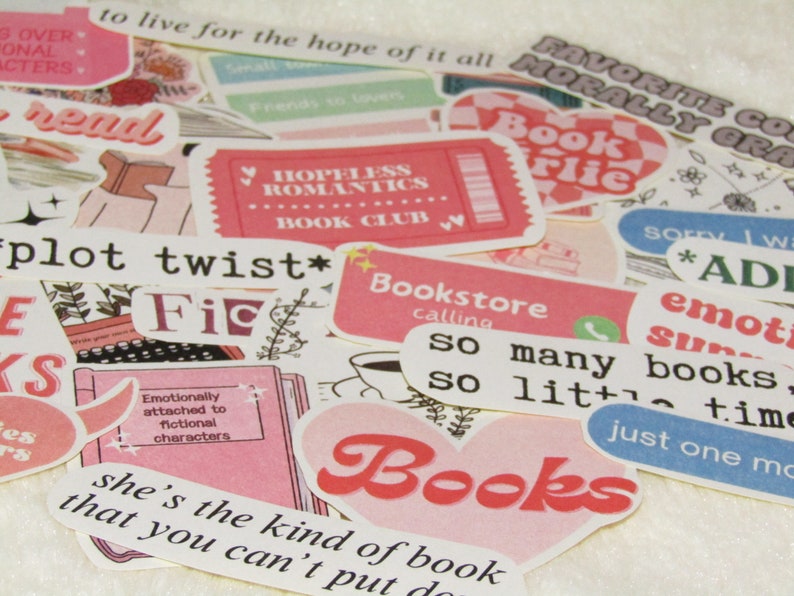 30 Pieces Kindle Sticker Pack, Bookish Reading Sticker Bundle, Book Journal Decor Decals, Gift for Readers, Aesthetic Bookshelf Decoration image 2