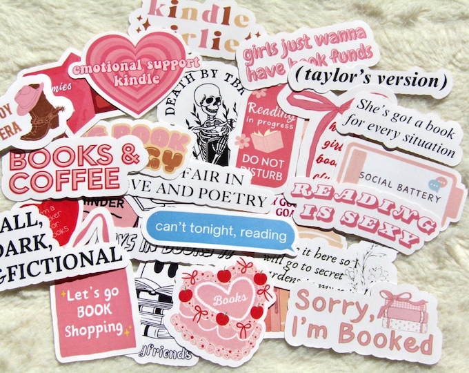 30 Piece Kindle Sticker Pack, Bookish Reading Sticker Bundle, Cute Book ...