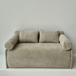 Handmade Doll Sofa for Blythe ,1:6 Scale, Fabric and  Wood, Miniature Furniture