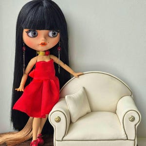 Miniature Armchair for Dolls (1:б Scale)- Handmade Furniture for Blythe, Barbie,and Similar Dolls