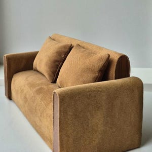 Handmade Doll Sofa for Blythe ,1:6 Scale, Fabric and  Wood, Miniature Furniture