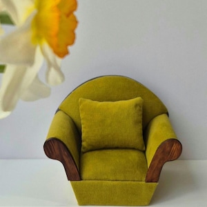 Miniature Armchair 1:6 Scale – Fits Blythe, Barbie, and Similar Dolls – Handmade Doll Furniture