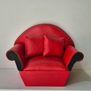 Miniature Armchair for Dolls (1:б Scale)- Handmade Furniture for Blythe, Barbie,and Similar Dolls