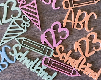 Wiederverwendbares Konfetti Acryl | Tischdeko Schulanfang  | Streuteile ABC / 123 / Stift / Schulkind / Set/Pastell /