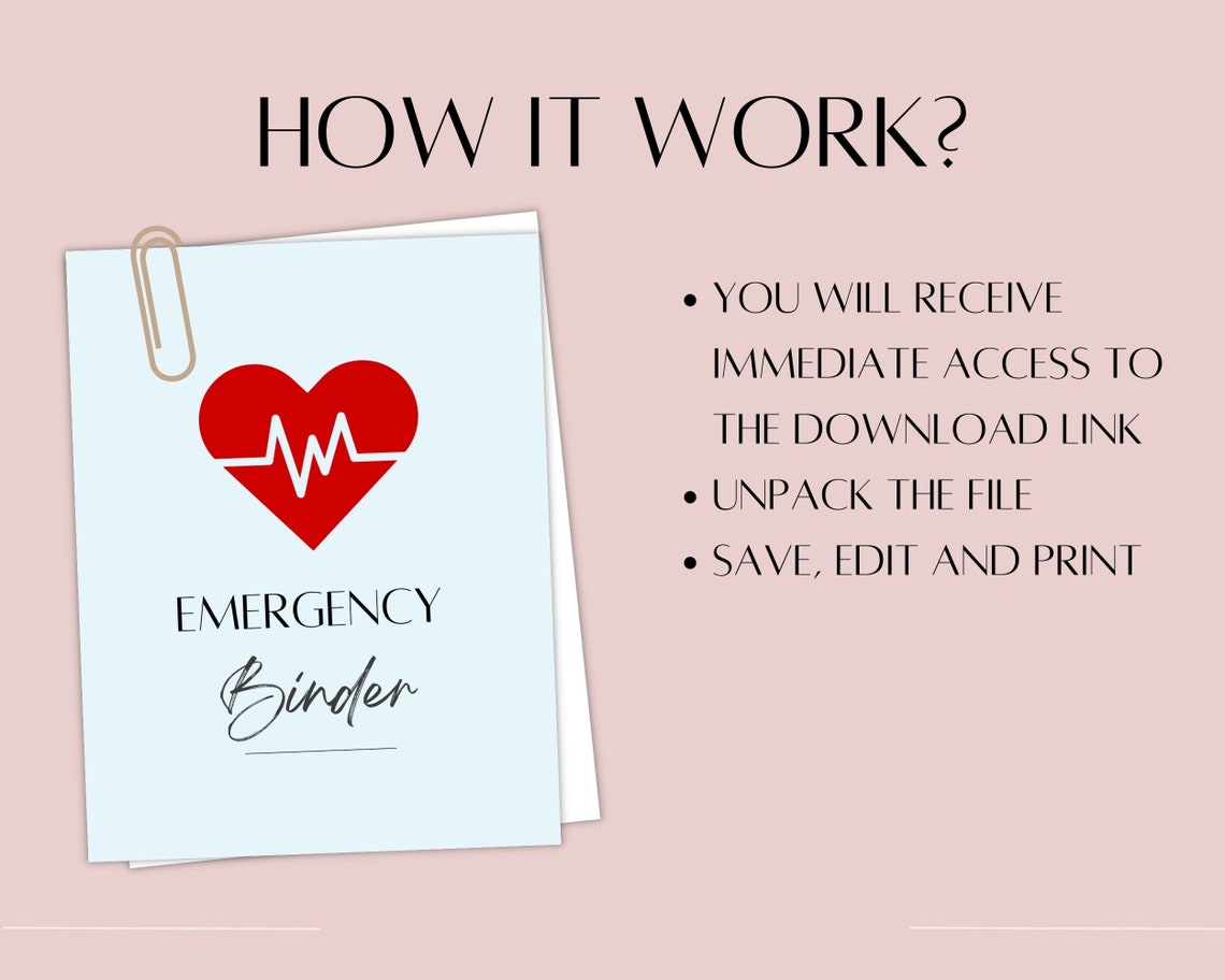 Emergency Binder Printable and Fillable, in Case of Emergency Printable ...