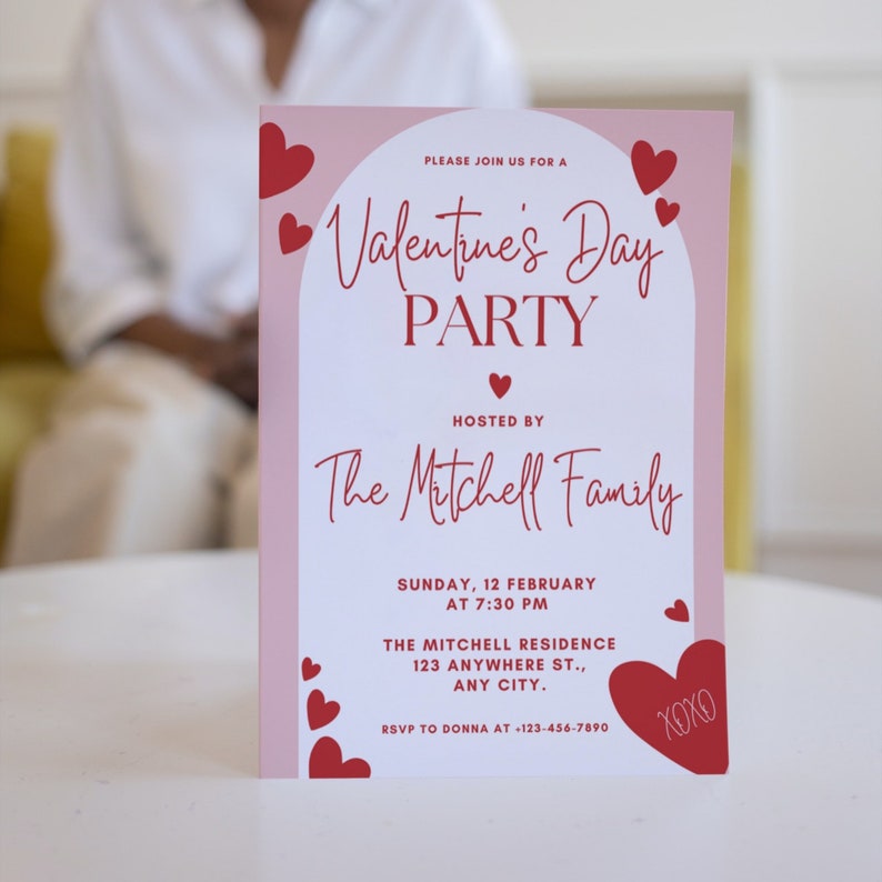 Editable Digital Valentine Party Invitation Canva Template, Valentines