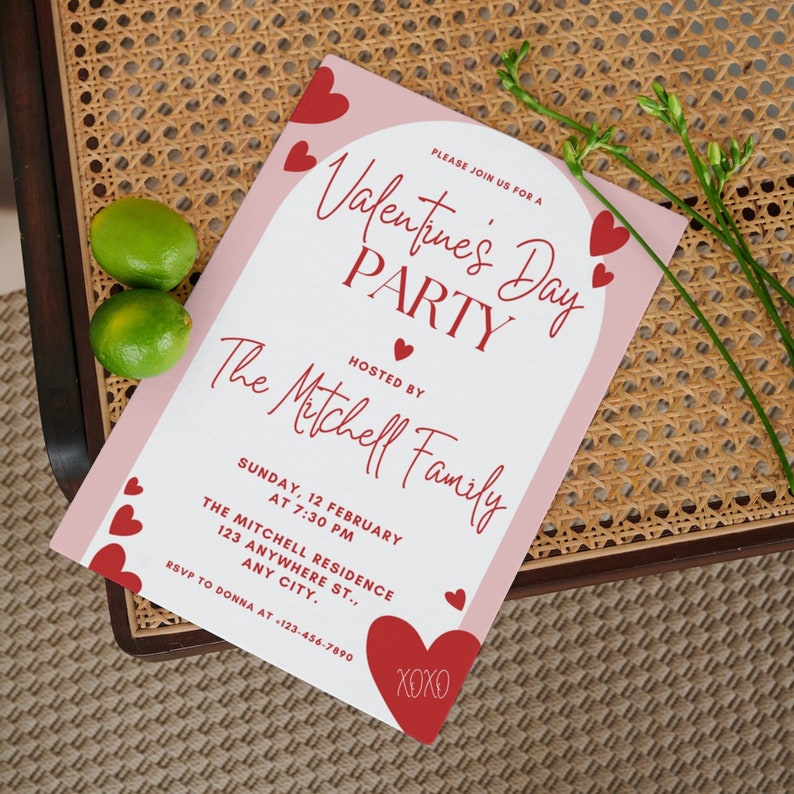 Editable Digital Valentine Party Invitation Canva Template, Valentines