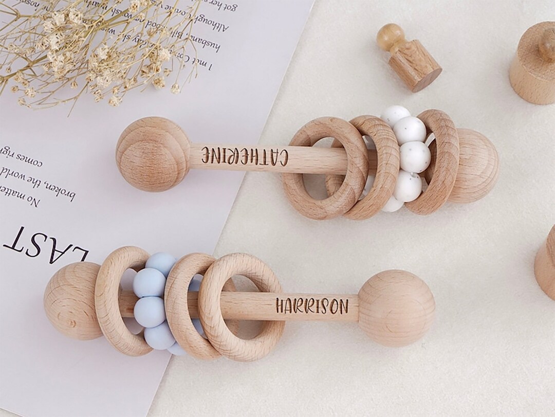 Personalized Baby Rattle,baby Wooden Rattle,baby Shower Gifts,baby