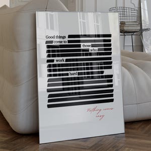 Impresión con frase "Trabaja duro" / Póster tipográfico minimalista (descarga digital)