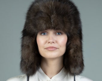 Sable Fur Pieces Ushanka Hat Unisex