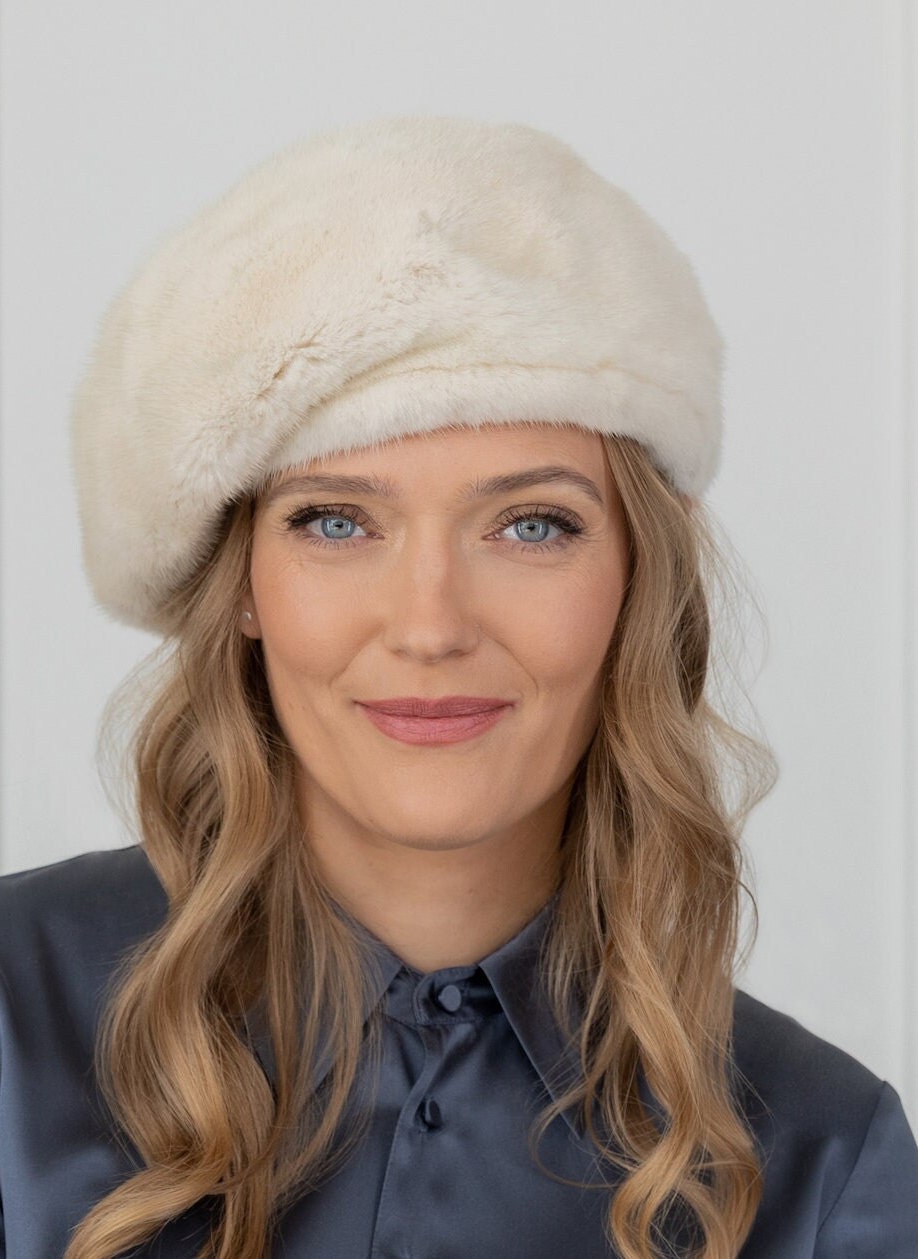 Vintage Style Pearl Mink Fur Beret - Etsy