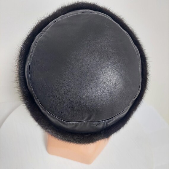 Luxury Black Velvet Mink Fur Hat With Italian Leather Top - Etsy