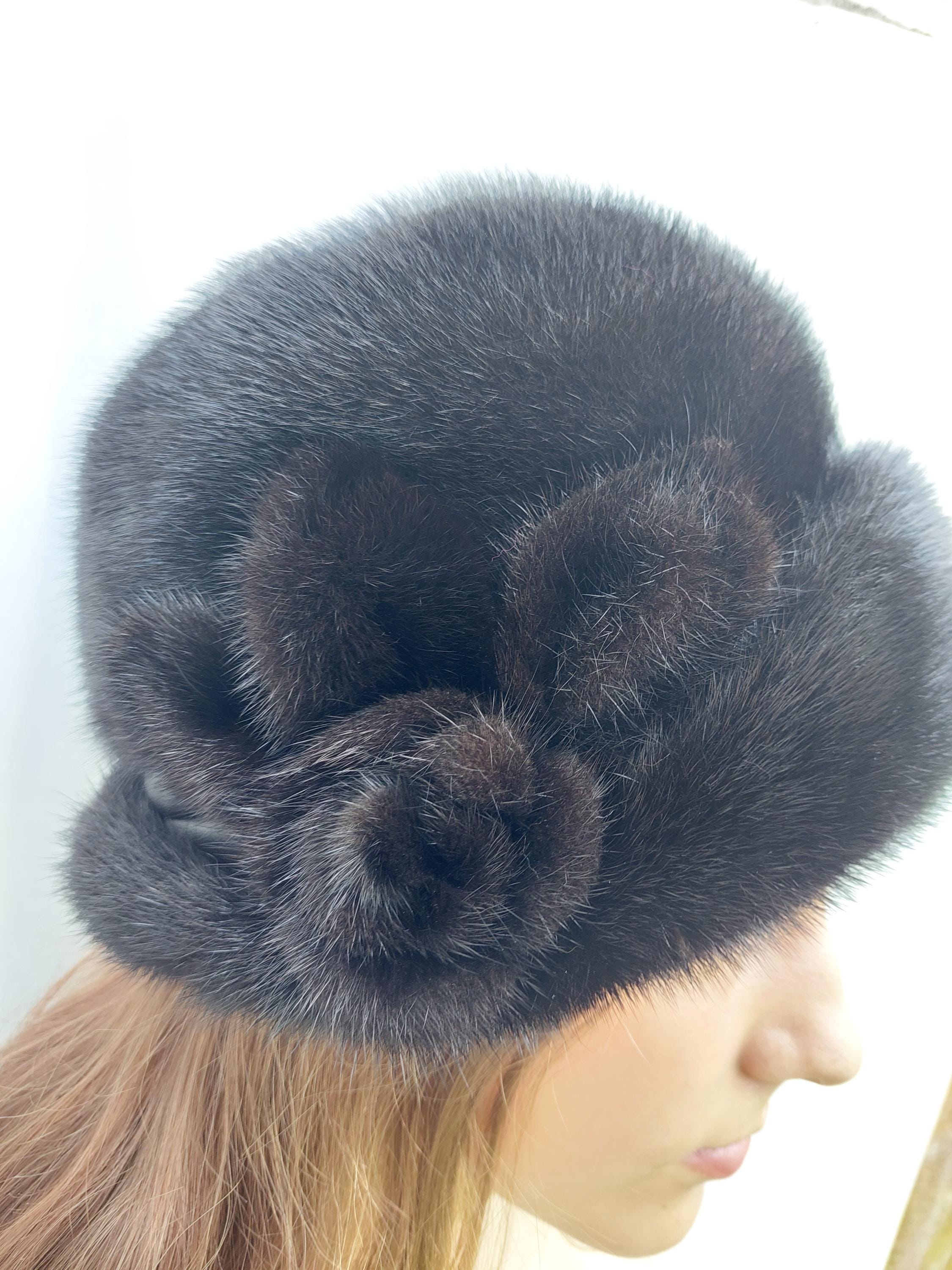 Sustainable Dark Brown Mahogany Color Mink Fur Hat - Etsy