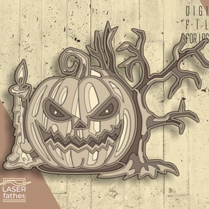 Halloween 3D Multilayer SVG/ Mandala Laser Cut Home Decor / Halloween SVG / Digital Download / ai cdr png dxf dwg files